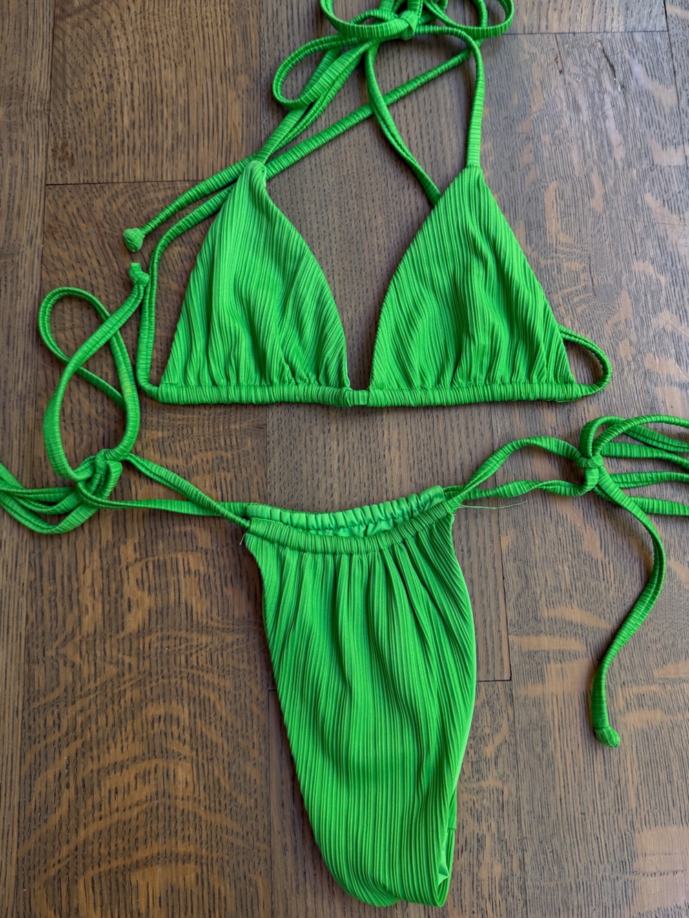 Frankie’s Green Textured Triangle Bikini Top